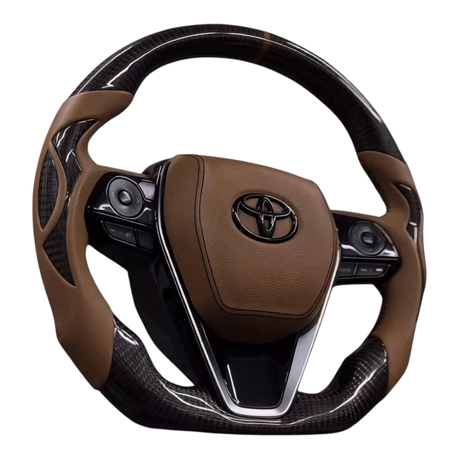 Steering Wheel for Toyota Innova Crysta (2016+) - Premium Carbon Fiber & Brown Leather | Speed 99~RPM - Image 5