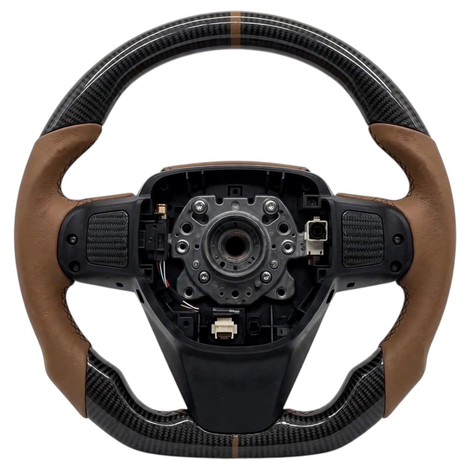 Steering Wheel for Toyota Innova Crysta (2016+) - Premium Carbon Fiber & Brown Leather | Speed 99~RPM - Image 6