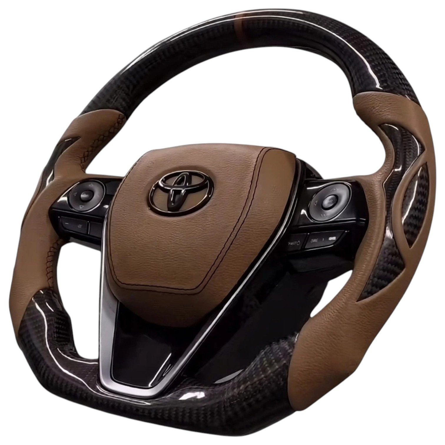 Steering Wheel for Toyota Innova Crysta (2016+) - Premium Carbon Fiber & Brown Leather | Speed 99~RPM - Image 4