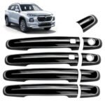 Piano Black with Chrome Line Door Handle Cover for Maruti Grand Vitara 2022-Present (Premium / Set of 9-Pcs)