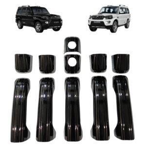 Piano Black Door Handle Cover for Mahindra Scorpio 2014-2020 (Set of 11-Pcs) Exterior Garnish