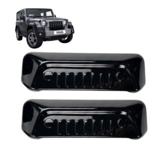 Piano Black Door Handle Cover for Mahindra Thar 2020-24 (Set of 2-Pcs) | Signature Grille Design
