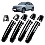Piano Black Door Handle Cover for Maruti Brezza (2016-2026) with Key Hole (Set of 9-Pcs) Exterior Garnish