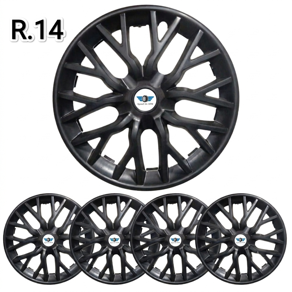 Matte Black Car Wheel Covers for R-14 Rims (14-Inch / Set of 4) Hubcaps - Verify Your Car in Description