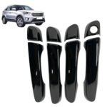 Piano Black Door Handle Covers for Hyundai Creta (2015-2019) - Set of 8 Pcs Premium Gloss Finish