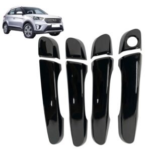 Piano Black Door Handle Covers for Hyundai Creta (2015-2019) - Set of 8 Pcs Premium Gloss Finish