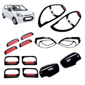 Piano Black Styling Kit for Maruti Suzuki Alto 800 (2012-2015) - Exterior Glossy Garnish (5 Items / 14 Pcs)
